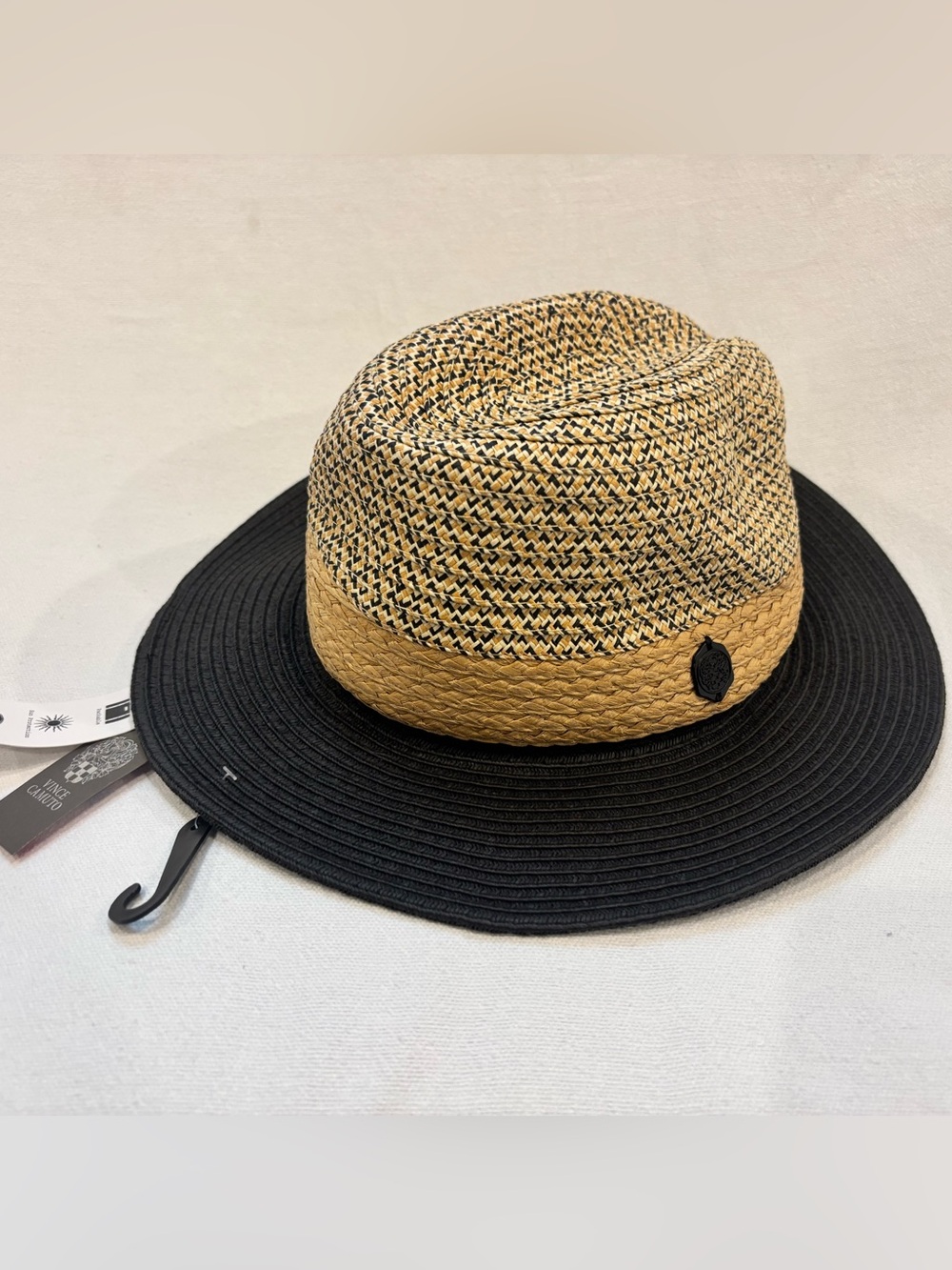 Vince Camuto VH2122024 Black/Tan Woven Fedora Hat – NWT – MSRP $48